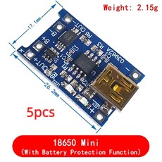 DS IC 50PCS 이중 있는 보드 모듈 충전 TYPE 기능 충전기 1A 배터리 USB 18650 기능이 보호 TP4056 5V, 5pcs ni