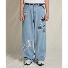 [와이케이] 말티즈 멀티 자수 데님 팬츠 라이트블루
