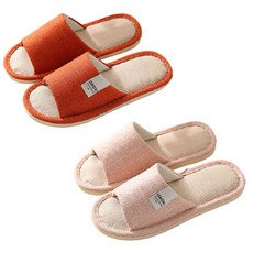1+1 층간소음방지 발편한 커플 사무실실내슬리퍼 거실화 모던코지린넨슬리퍼, 크림핑크(여성), +스칼렛(여성), 1개, 크림핑크(여성)