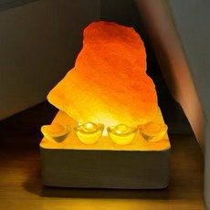 迷你小鹽燈 usb鹽燈 精油燈 led燈座 小夜燈, 紅色小鹽燈配方型暖光（送小元寶）