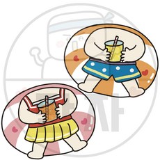 192 만자디자인 여름 합성도안 / 튜브 남녀2 / 유치원 어린이집 요양시설 교실 환경꾸미기