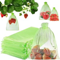 쿠쿠스토어 100pcs 포도 과일 성장 가방 네트 메쉬 딸기 야채 식물 보호 해충 안티 버드 정원, [00] Green, [00] 17x23cm-100pcs