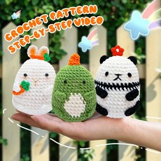 三隻小動物鉤針編織材料包 手工DIY玩偶, DY-0036, 1個