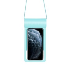 透明TPU手機防水袋 戶外游泳掛脖沙灘漂流潛水適用, 淺藍色,大號11.5×22cm, 1個