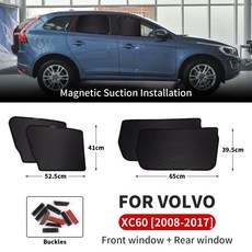 AIRSPEED Car Side Magnetic Window Sunshades for Volvo XC60 2008-UP 접이식 바이저 창 모기 방지 커튼 보호대 커버, 4PCS XC60 08-17, 보여진 바와 같이
