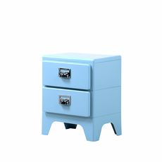 피트 미드센츄리 틈새 미니 플라스틱 레트로 빈티지 캐비넷 서랍장 수납장, 2단, 스카이블루
