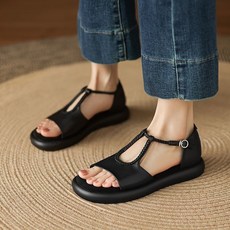 JLVJ 여성 여름 샌들 미끄럼 방지 편안한 통굽 로마 샌들