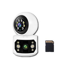 聆翔 雙2K WiFi 監視器 攝影機 家用 5G雙頻 400萬 全彩夜視 記憶卡 雙向語音 聆翔旗艦店, 三畫面家用監視器 256GB, 白, DW11001