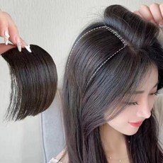 무핑 옆머리 볼륨 헤어피스 20cm 똑딱이핀 부착 자연스러운 색상, 2개, 다크브라운