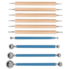 암각화 도자기 점토 모델링 엠보싱 위한 볼 스타일러스 아벤클 아트 만다라를 10Pc 도팅 도구, Blue