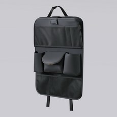 汽車椅背收納袋 可折疊餐桌, 長款帶餐桌黑色加大號64x45