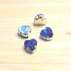 8MM 하트 글라스 캡보석 30개, 블루 금도금