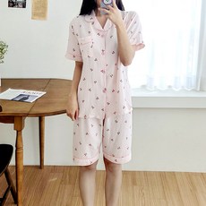 엘라운지 커플용 카라 반팔 파자마 상하세트