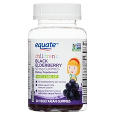이퀘이트 어린이 블랙 엘더베리 2세이상 구미 젤리 Equate Children's Black Elderberry, 1개, 60정