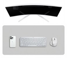 리팟 가죽 데스크 매트 와이드 장패드 마우스패드 논슬립 키보드패드, 라이트그레이