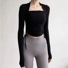 슈러그 모달 여성용 긴팔 댄스 발레복 볼레로 티셔츠 여자 연습복 땀복 가디건