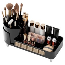 유포유 엠토이 멀티 그리드 회전 화장품 정리대 DD2381, 블랙, 1개