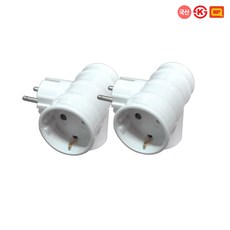 현대 국산 KS Q T자 3구 16A 접지 멀티탭, 2개, 화이트, 7.8cm