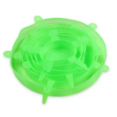 6개입 유용한 재사용 가능 신선도 유지 커버 미끄럼 주방용품 그릇 뚜껑 스트레치 전자레인지, 06 Green