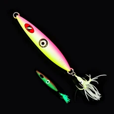 금속 낚시 지그 라이트/훅 스트라이프 야광 UV 미끼 바닷물 심해 슬로우 싱킹 글로우 루어, 05 120g, 03 COLOR D