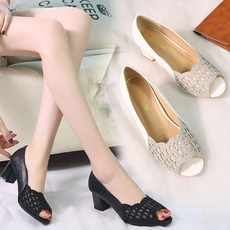 망사 토오픈 펌프스 여성 정장 구두 eso+10399Yw