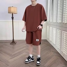 ZHJXBIAO 男士夏季休閑運動短袖短褲套裝