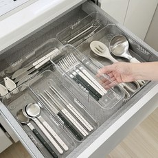 1+1 사이즈 조절형 주방 수저 서랍 정리함 3type, 1세트, 1+1조절형서랍트레이-S(소)+S(소)