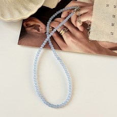 여성용 비즈 목걸이 마린블루 심플 쇄골사슬