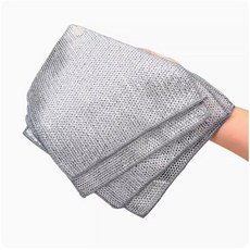 雙面銀絲抹布 乾濕兩用 不掉毛 不傷塗層 清潔刷碗刷鍋 19.5x19.5cm, 1個, 單層-銀絲封邊, 1