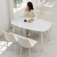 달리빙앤 리브 1400 포세린 통 세라믹식탁 세트 타원형 사각 4인용 식탁 의자4, 스퀘어, 파슬리4개