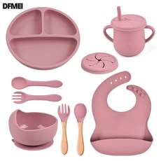 DFMEI 圓硅膠餐盤圍兜嬰兒童碗餐具餐叉防摔零食杯子套裝, 1個, 如圖, 單蓋子
