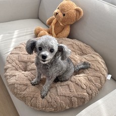 고양이 강아지 극세사 원형 방석 꽈배기 스타일, 네이비, 1개