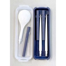 東京速購 日本製 NUOVONECA 兩用組合環保餐具 隨身攜帶 環保筷 湯匙 餐具組 附收納盒, 1個, 海軍藍