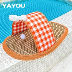 YAYOU 寵物涼蓆 貓窩 狗窩 藤席 貓咪 狗狗 睡墊, 1個, 橙色