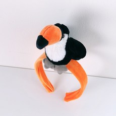 동물 인형 머리띠 파티 소품 헤어밴드, 1개, 하늘친구들 큰부리새 머리띠-부리링(주황색)