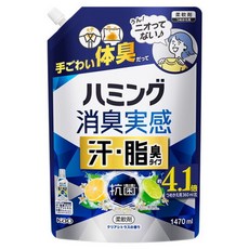 Kao 花王 Humming 強效除臭衣物柔軟精 運動油膩體味專用 清新柑橘香 補充包, 1個, 1470ml