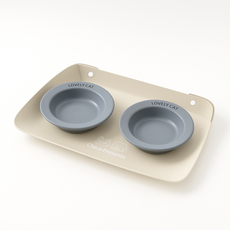 EIRAFUR 吸水防漏寵物餐墊 寵物碗墊 | 防水皮革 好清潔 防漏邊設計 貓狗通用餐墊, 晨曦白, 1個