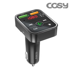 코시 C타입 PD25W + QC18W 시거잭 고속충전 차량용 블루투스 무선 카팩 (FM) AT2230BT, AT2230BT/2230, 블랙