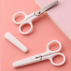 안전캡 다꾸 가위 녹안스는 왼손잡이 양손 미니 작은 휴대용 둥근 문구용 공예 공작 종이 소형 사무용 문구, 1개, 상세페이지 참조