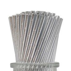 메탈릭 실버 종이 음료 빨대 19.7 x 0.6cm(7.75 0.25인치) 100개 상자 내구성이 뛰어난 일회용 호일 솔리드 빨대 웨딩 파티 장식용 262090, Solid Silver
