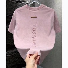 AREVI여름 남성 반팔 루즈핏 트랜드 캐주얼 고급 심플 라운드넥 입체 프린트 상의 티셔츠