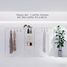服裝展示架 衣架 晾衣桿 服裝店展示架 異型上墻壁掛帶板韓版女裝店陳列道具衣服架子不銹鋼, 長300*175cm,官方標配