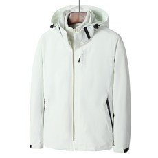 EXPLORE 情侶款三合一衝鋒衣 防風防水保暖機能外套 女款米白 4XL