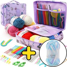 [15종 60세트] 퓨어젠 뜨개질세트 올인원 코바늘 DIY패키지 초보자용, 1개, 퍼플