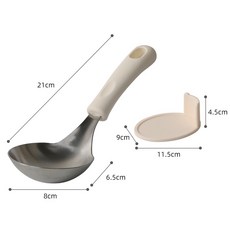 귀월미 스테인리스 국자와 받침 세트 다용도 조리도구, 1세트, 화이트