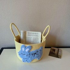 手提收納桶家用洗漱收納籃可愛卡通兔子編織收納筐, 黃色小號