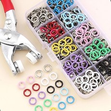 똑딱이 펀칭기 단추달기 수선도구 똑딱단추 부착 DIY 의류, 1개, 단추펀칭기+단추 100P