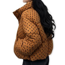 메리앤유 도트 패턴 하이넥 숏 패딩 점퍼 겨울 아우터