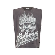 GCDS 디스트레스드 라이더스 민소매 티셔츠