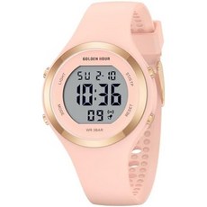 골든 아워 방수 스포츠 여성용 디지털 크로노그래프 실리콘 스트랩 시계